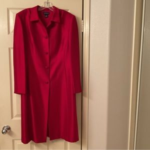 Ann Taylor Cherry Red 100% Silk Long Coat